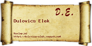 Dulovics Elek névjegykártya